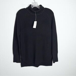 Banana Republic Sweater Women Small Turtleneck Chunky Knit Black Wool blend N
